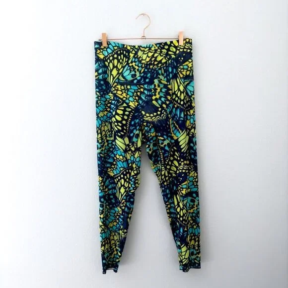 NEW Yitty Mesh Me Smoothing High Waist Legging Green Yellow Blue Butterfly Print - Picture 4 of 10